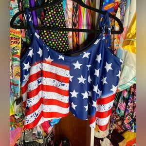 American flag swimsuit/crop top
